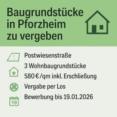 Pforzheim vergibt drei Baugrundstücke in der Postwiesenstraße